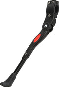 Bike Kickstand, Adjustable Non Slip Aluminum Alloy Side Support with Red Fluorescent Warning, Bicycle Kickstand for Mountain Road Bikes 22-27 Inch 700c Black