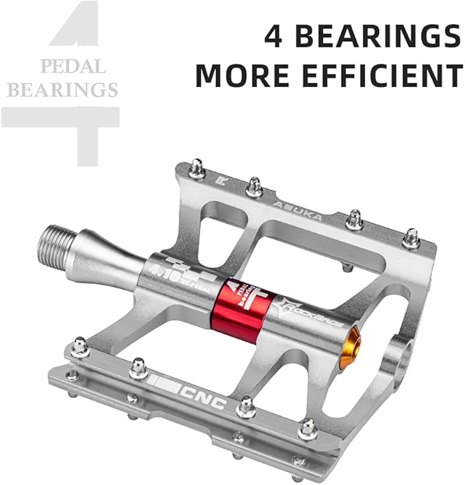 ROCKBROS 4 Bearings Mountain Bike Pedals MTB Padals Platform Flat Bike Pedals Aluminum Alloy 9/16"