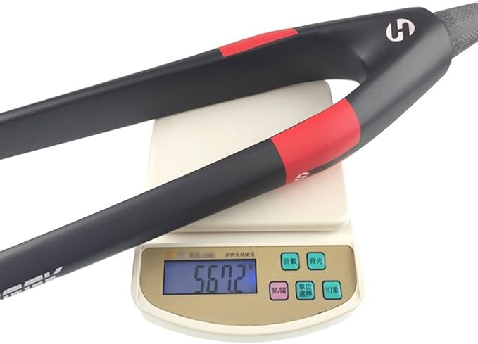 Bikes Rigid Fork 26 27.5 29in Mountain Bike Front Fork XC 9 * 100mm QR 1-1/2" Tapered Full Carbon Fiber Bike Hard Fork Disc Brake(Black Red,29in)