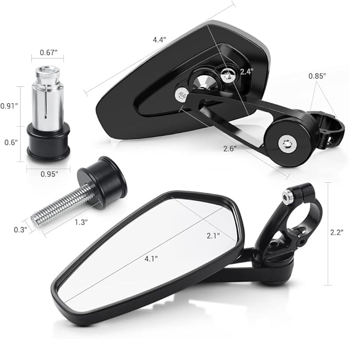 MICTUNING Motorcycle Mirrors - 7/8" (22mm) Bar End Rear View Mirrors Compatible with Most Honda Grom, Yamaha, Kawasaki, Ducati, Suzuki and More