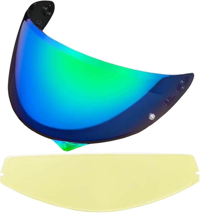 HJ-34P Helmet Visor Replacement for HJC C10.Motorcycle Helmet Shield UV Protection Compatible with HJC C10 (Revo Deep Green+Anti Fog Film)