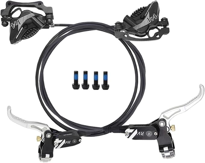FukkeR Bicycles Aluminum Disc Brakes Front & Rear 900mm/1600mm 4-Pistons E-Bikes Electric Power-Off Hydraulic Brake Fit 160mm Rotor for Mountain Bikes BMX EBike XC Trail