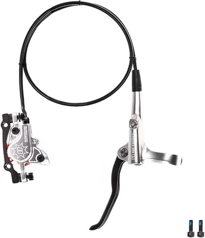 FukkeR Bicycles Aluminum Alloy Disc Brakes Left Front 800mm 2-Pistons E-Bikes Electric Power-Off Hydraulic Brake Fit 160mm Rotor for Mountain Bikes BMX E-Bikes XC Trail