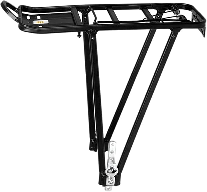 Heavy Bicycle Bike Rear Shelf Aluminum Alloy Frame Bracket Black Adjustable Lugg Bicycle Rear Rack Shelf Cycling Kickstand Hook Hanging Wire Backrest Leg Base Saddle Spring Clamp Holder Adapter Tail