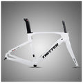 Carbon Fiber Road Bike Frameset Disc Brake Racing Frame 45/48/51/54CM 12x100/12x142mm Thru Axle Bicycle Frame for 700c Wheels(White,51cm)