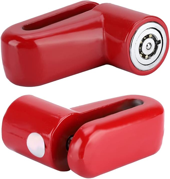 Heavy Duty Motorcycle Disc Lock, AntiTheft Pin Brake Wheel Security Lock with Alarm, Durable Bike Protection for Motorcycles & Scooters, Loud 110dB Alarm for Theft (Red)