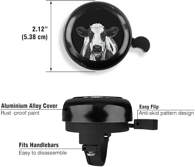 WIRESTER Black Aluminum Round Bike Bell, Classic Ring Bicycle Bell, Bike Accessories Bell Ring for Adults Kids Girls Boys