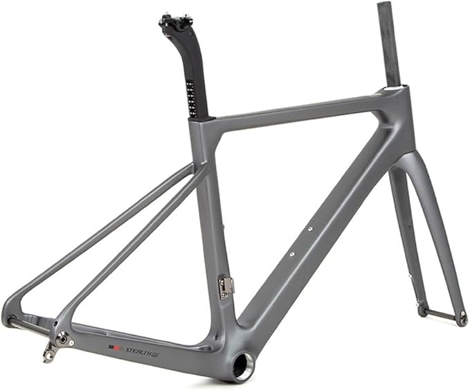700C Road Bike Frameset 45 48 50 52 54CM Climbing Bike Frame Disc Brake Carbon Fiber Bike Frames Thru Axle F12×100mm R12×142mm(Black,54CM)
