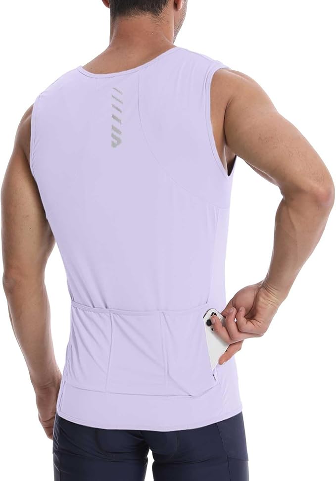 Lo.gas Sleeveless Cycling Jersey Men, Biking Base Layer Breathable and Lightweight with Back Pocket Sports Vest