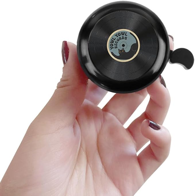 WIRESTER Black Aluminum Round Bike Bell, Classic Ring Bicycle Bell, Bike Accessories Bell Ring for Adults Kids Girls Boys - Dog Cat Animal Cute Records
