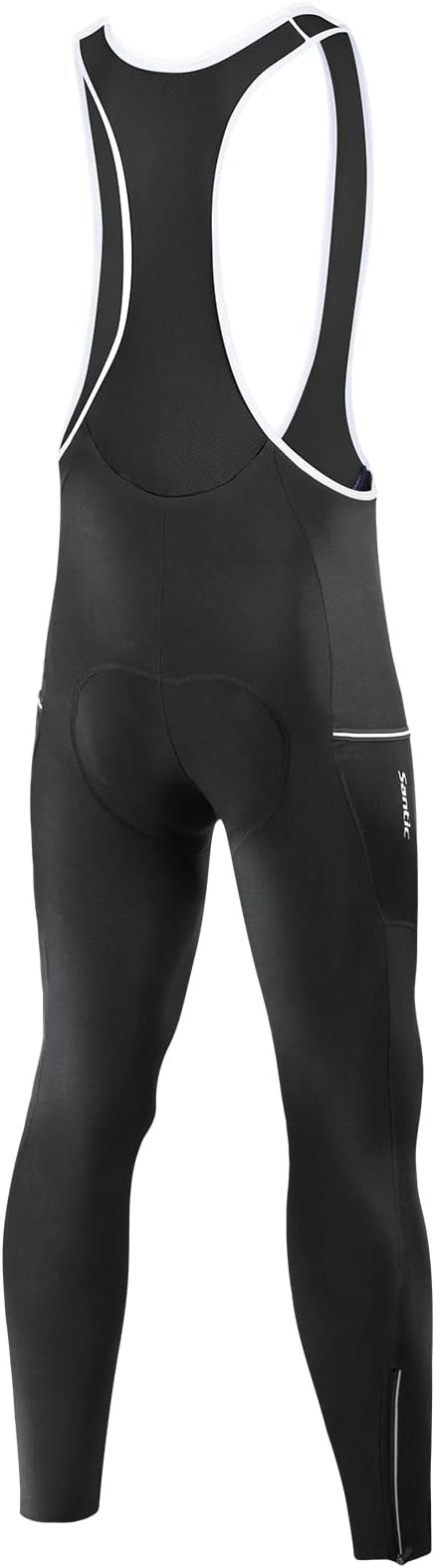 Santic Men's Winter Fleece Pro Cycling Bib Pants 4D Padded Thermal Cold Weather Bike Riding Pants with Pockets