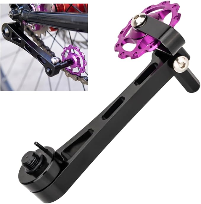 JIANWEI Bike Chain Tensioner, Bike Chain Guide Bike Protector, Aluminum Alloy Bicycle Single Speed Adjuster Converter for MTB Road Racing Bike(Black)