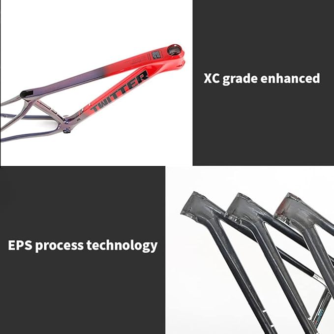 Bike Carbon Fiber Frame 27.5er 29er Hardtail Mountain Bike Frame 15''/17''/19'' Internal Routing Disc Brake Frame QR 135mm XC AM(Dark Grey,29 * 17'')