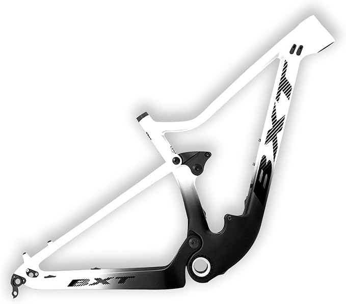 29er Full Suspension Mountain Bike Frame 16/17/19/21inch Carbon Disc Brake Bike Frame XC Soft Tail Enduro Frame Thru-Axle 12 * 142MM/Quick Release 9 * 135MM Travel 100mm(White,29 * 19")