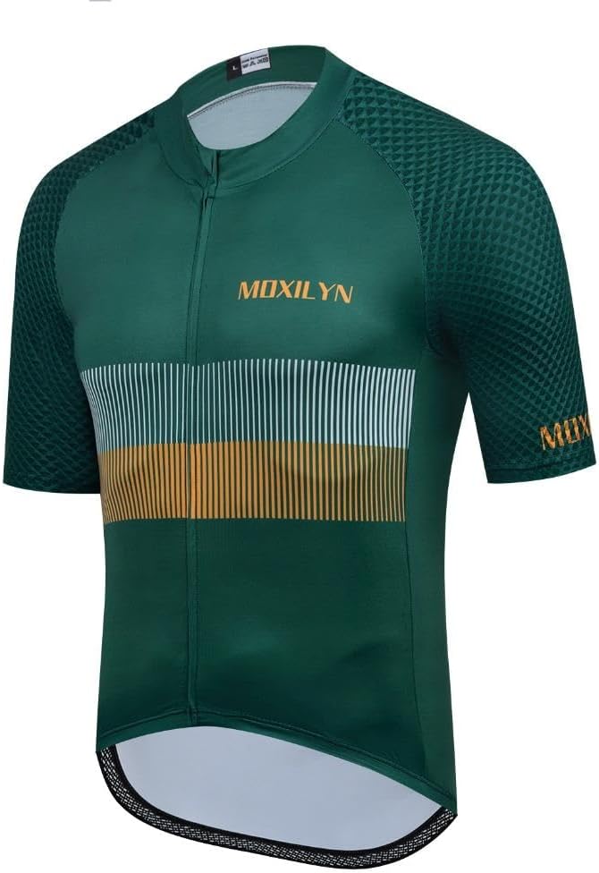 MOXILYN Men's Cycling Jersey Short Sleeve with 4 Pockets Moisture Wicking Breathable Quick Dry MTB Biking Shirt