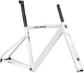 700C Road Bike Frameset 50cm 52cm Aluminum Alloy Track Frame Breaking Wind Racing Cyclo-Cross Frame Thru Axle F12*100MM R12*142MM BSA BB68mm Disc Brake Carbon Fork(White,50cm)