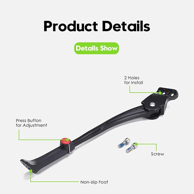 Adjustable Bike Kickstand Aluminum Alloy Anti Slip Footrest Bicycle Single