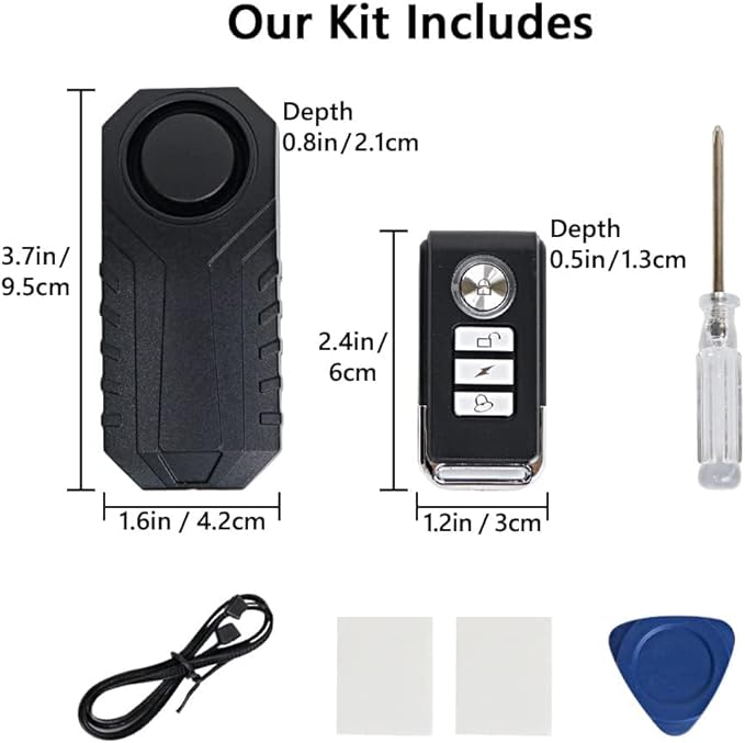 Japard Loudest 113dB Bike Alarm with Remote, Wireless Anti-Theft Vibration Motion Sensor, IP55 Waterproof Bicycle Motorcycle Bell, KS-SF22R