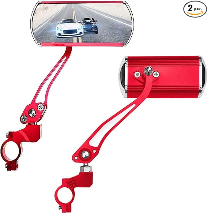 Bike Mirrors Handlebar Rearview Mirror, Bicycle Mirrors for Handlebars 2 pack, Bike Mirrors for Handlebar for Electric Bike, Mountain Bike, and Fixed Gear Bike (Red)