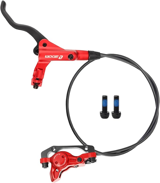 Zoom HB875 Hydraulic Disc Brakes Set, Red, Mountain Bike Right Front 800mm, Adapter Fit EBike Fat Bike Bicycle Accessories for Mountain Bike, Road Bike