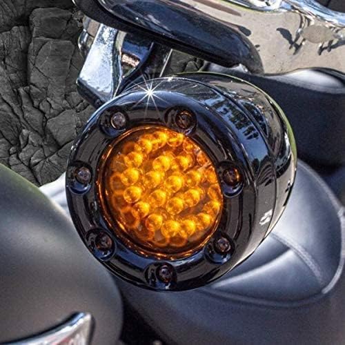 Eagle Lights 2 Inch Infinity Beam Front and Rear LED Turn Signal Kit w/Running LED Light Ring Covers for Harley Davidson Motorcycles - Black / 1157 Front / 1157 Rear