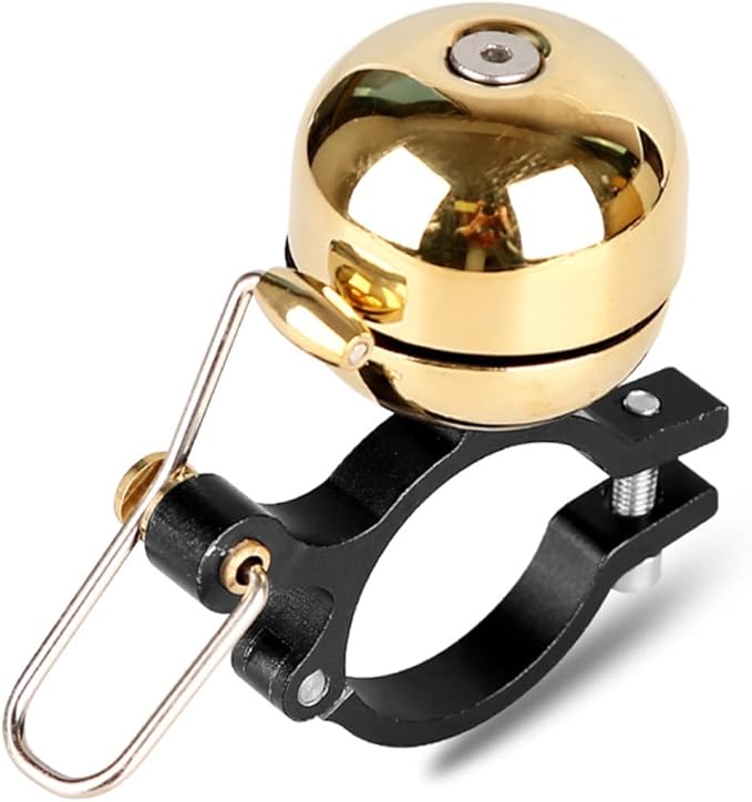 Vintage Bike Bell Loud Mini Metal Bicycle Bell Accessories for Mountain and Road Cycling, Bright Gold Single Piece for Adult Riders