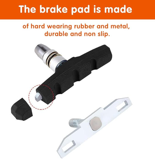 2 Pairs Bike Brake Pad Set - Professional Mountain and Road Bicycle 70mm V-Brake Pads - Bike Brake Blocks Kit with Hex Nut and Shims - No Noise No Skid - Black