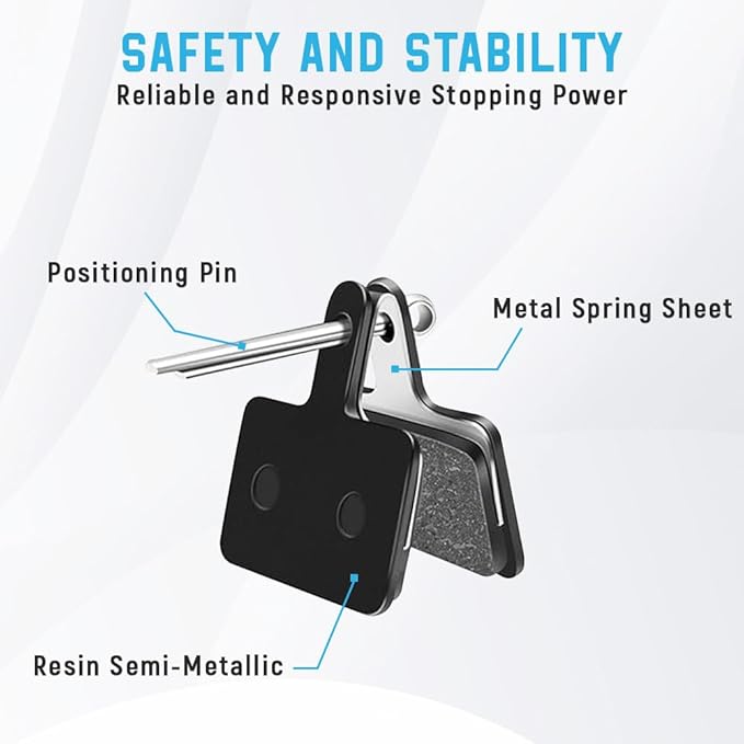 8 Pairs Bike Brake Pads Compatible With Tektro Shimano Trp Deore - High Performance Disc Brakes for Mountain Bike With Spring (Black Semi-Metallic)