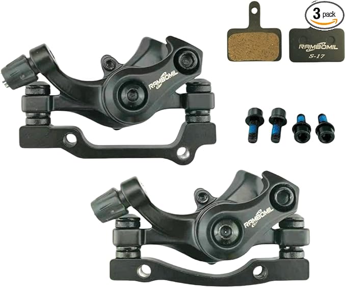 Rambomil Mountain Bike Disc Brake Set, Front and Rear Calipers with Pads (140mm)