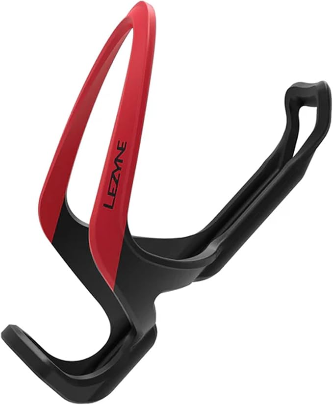 LEZYNE Matrix Team Cage - Lightweight Durable Composite Matrix Material Standard Mount Fit Left & Right Side Loading Water Bottle Holder for Road, Gravel & Mountain Bikes, Black/Red