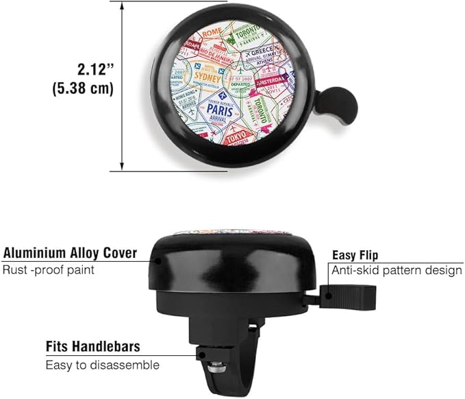 WIRESTER Black Aluminum Round Bike Bell, Classic Ring Bicycle Bell, Bike Accessories Bell Ring for Adults Kids Girls Boys