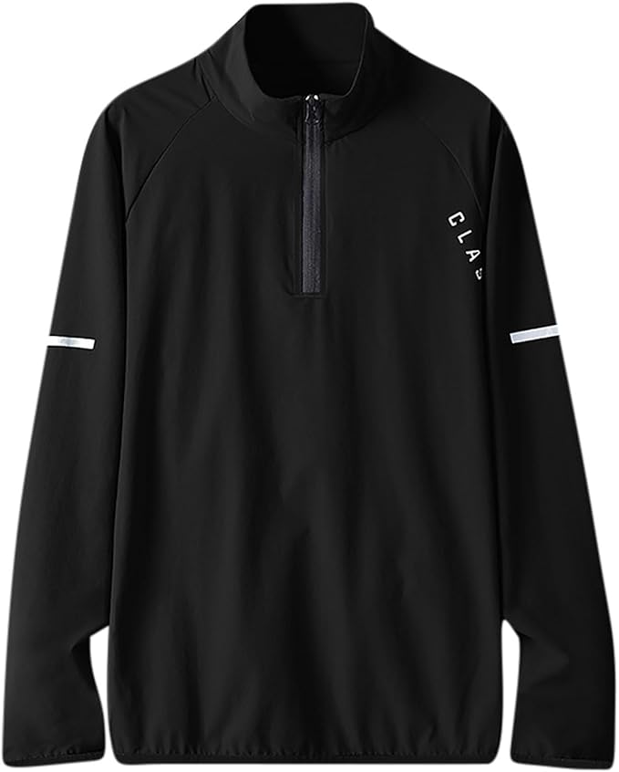 Mens Cycling Bike Jersey Long Sleeve Bicycle Shirts Stretch Color Matching Breathable Quick-Dry Zip Running Shirt