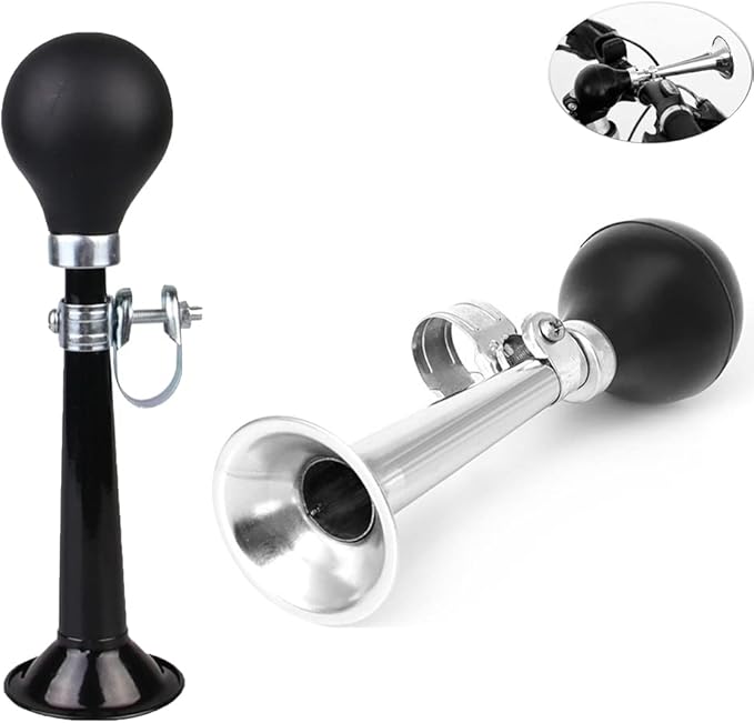 2 Pack Kids Bike Bell Bike Horn Bugle Vintage Classic Bicycle Bell Retro Loudspeaker Handlebar Mount Rubber Squeeze Bicycle Horn for Mountain Bike Cruiser Bike Toddler Tricycle Children's Bike