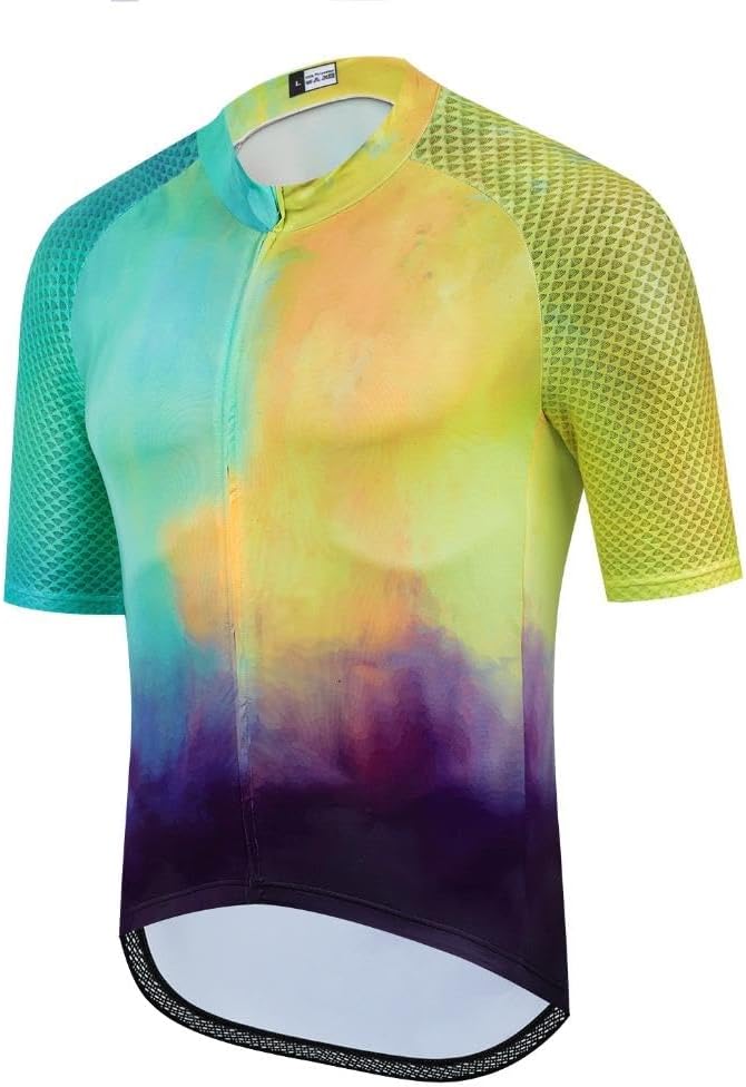 MOXILYN Men's Cycling Jersey Short Sleeve with 4 Pockets Moisture Wicking Breathable Quick Dry MTB Biking Shirt
