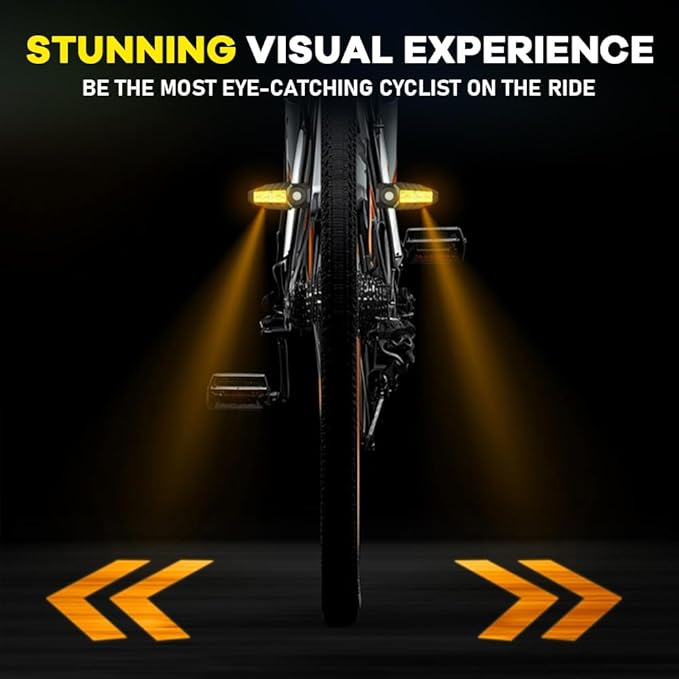 Bike Tail Light with Ultra-Bright Turn Signal Projection, 5 Modes-Wireless Horn Alarm Bicycle Tail Light 30 LED IPX4 Waterproof USB Rechargeable Rear and Front Cycling Lights for Road Safety