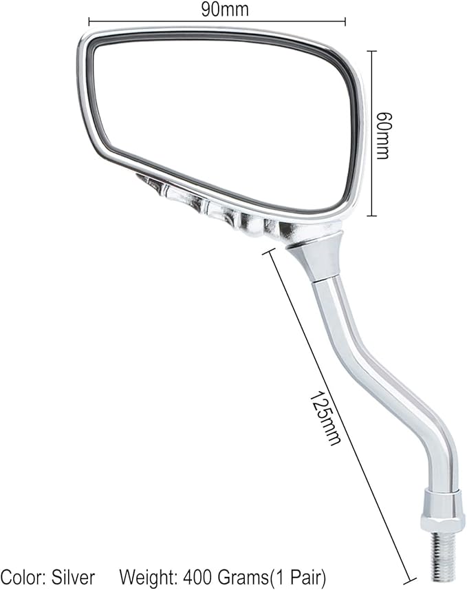 1 Pair Bicycle Mirror,Big View Bike Rear View Mirror Blindsight Multi Angle Adjustable Bike Mirror Billet Aluminum Chrome Plated Outside Skull Claw Style Also suitable for motorcycle mirror