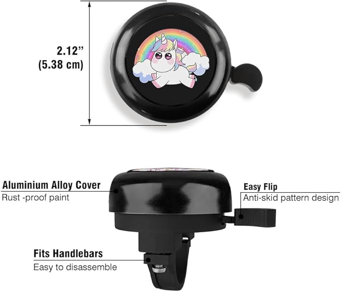 WIRESTER Black Aluminum Round Bike Bell, Classic Ring Bicycle Bell, Bike Accessories Bell Ring for Adults Kids Girls Boys - Dog Cat Animal Cute Records
