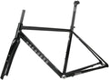 700C Road Bike Frameset Gravel Bike Frame 44cm/47cm/50cm/53cm/56cm Aluminum Alloy Disc Brake Frame with Carbon Fibre Fork Thru Axle F12*100mm R12*142mm Internal Routing(Gloss Black,44cm)