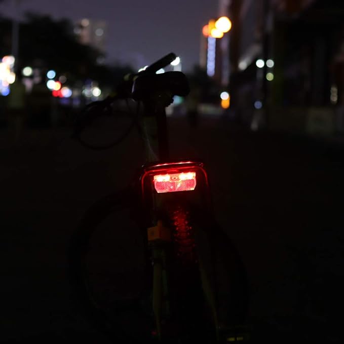 Bike Rack Tail Light with 2 Modes Steady and Flashing, Bicycle Rear Rack Light Easy to Install on Cargo Rack, Fit 50mm Bolt Holes Mount, Taillight for Bicycle