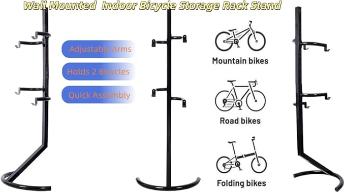 ZeHuoGe Space-Saving Bike Rack for Garage & Home, 2 Bike Freestanding Storage Stand, For Mountain & Road bicycles, Universal For Indoor Use - Vertical Bike Rack,Holds 2 Bikes