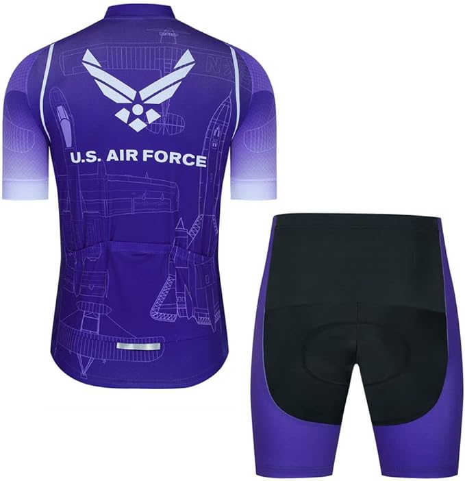 Men Cycling Jersey Set Cycle Short Sleeve Shirt and 3D Cushion Shorts Padded Suit Biking Top