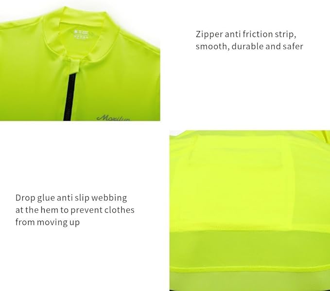 MOXILYN Men's Cycling Jerseys Road Bike Shirts Short Sleeve Full Zipper with 4 Pockets Reflective Widen Anti Slip Hem