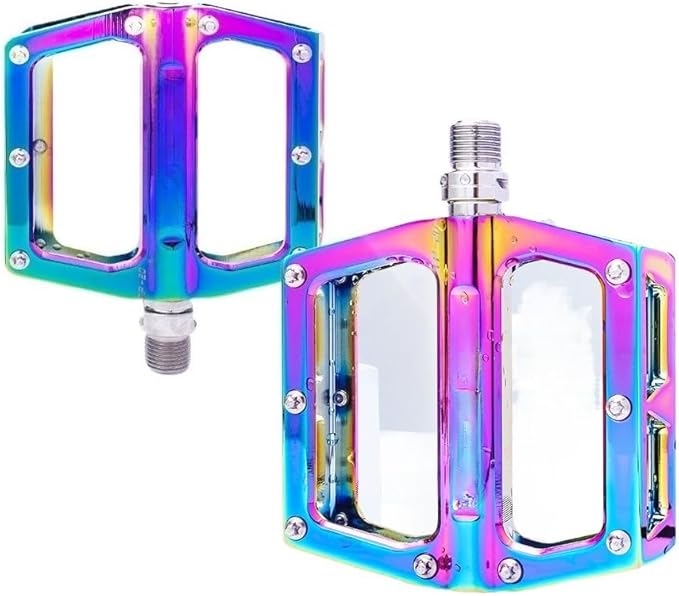 Oil Slick Mountain Bicycle Pedals Mtb Platcompatible Withm Aluminum Road Bike Pedals Bearing Anti-Silp Bmx Folding Bike Pedals Bicycle Parts - Rainbow