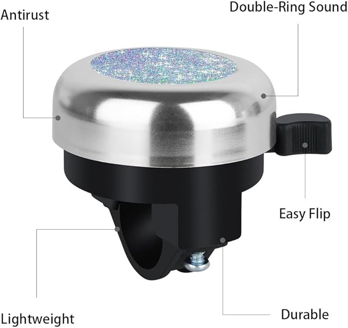 MZELQ Bicycle Bell Cute Clear Sound Adjustable Size Aluminum Bike Accessories Bell Ring for Girls Women Kids Adults