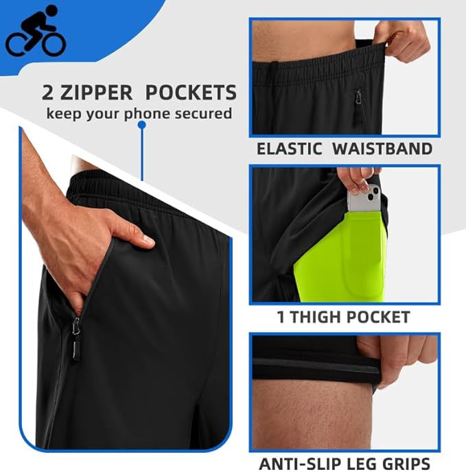 Bikewa Men's Mountain Bike Shorts 3D Padded Loose-fit Riding Biking Cycling Bicycle Biker Shorts for Men Zipper Pockets
