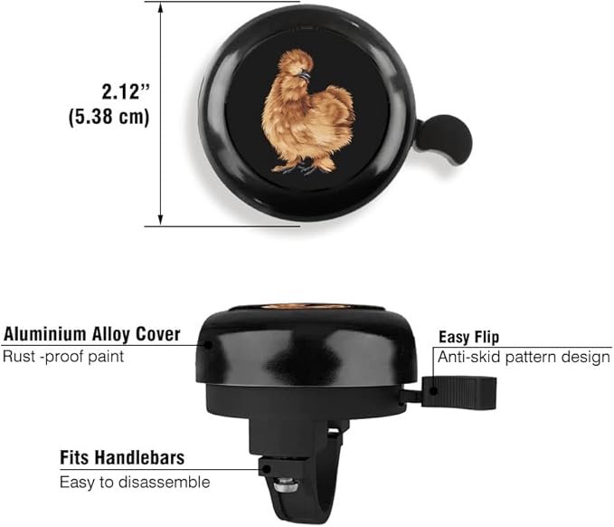 WIRESTER Black Aluminum Round Bike Bell, Classic Ring Bicycle Bell, Bike Accessories Bell Ring for Adults Kids Girls Boys