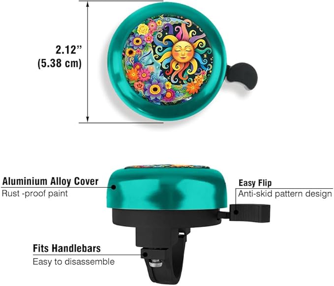 WIRESTER Green Aluminum Round Bike Bell, Classic Ring Bicycle Bell, Bike Accessories Bell Ring for Adults Kids Girls Boys