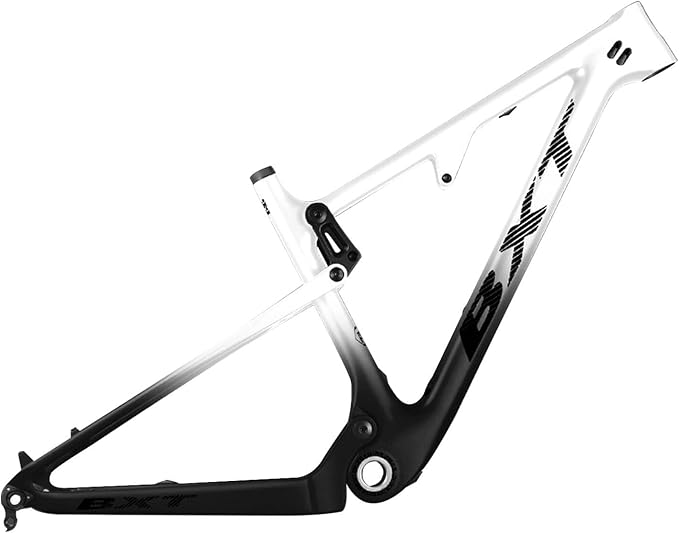 29er Carbon Fibre Mountain Bike Frame 16/17/18.5/20inch Full Suspension Frame 100mm Travel XC Soft Tail Trail Racing Bike Frame 12 * 142mm Thru-Axle/9 * 135mm QR Disc Brake(White,29 * 18.5")