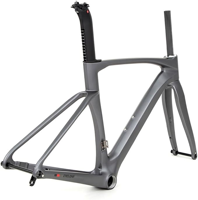 700C Road Bike Frameset 43.5/46/48/50/52/54/56CM Cyclocross Race Bike Frame Carbon Fiber Bike Frames Disc Brake Thru Axle F12×100mm R12×142mm(White,50CM)
