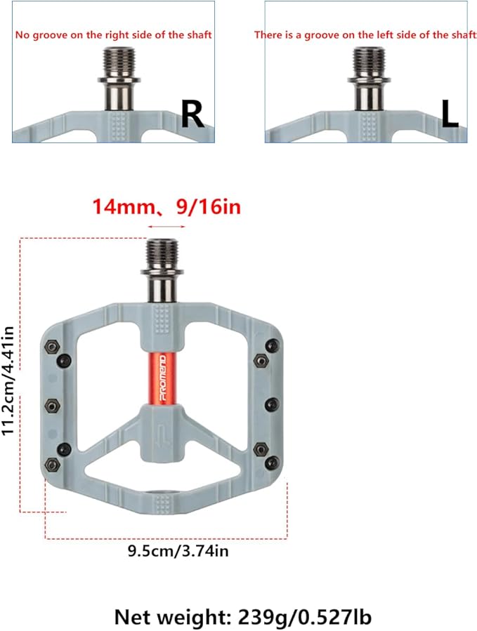 Bicycle Pedals for Mountain/Road/Folding/Touring Bikes - Nylon Body with Aluminum Alloy Sleeve, Chrome-Molybdenum Steel Axle, 3 Sealed Bearings, 9/16" Standard Thread